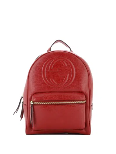 Pre-owned Gucci Soho Chain Leather Backpack In Red