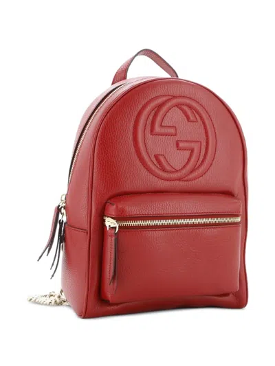 Pre-owned Gucci Soho Chain Leather Backpack In Red