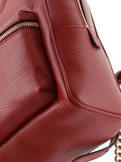 Pre-owned Gucci Soho Chain Leather Backpack In Red