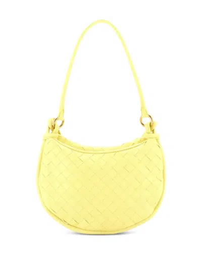 Pre-owned Bottega Veneta Gemelli Intrecciato Leather Small Shoulder Bag In Yellow