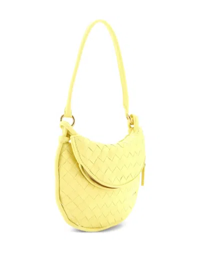 Pre-owned Bottega Veneta Gemelli Intrecciato Leather Small Shoulder Bag In Yellow