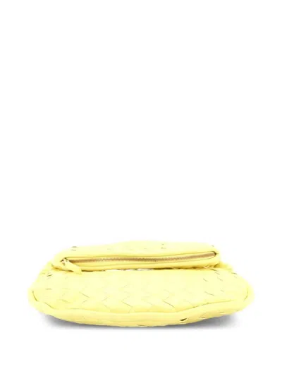 Pre-owned Bottega Veneta Gemelli Intrecciato Leather Small Shoulder Bag In Yellow