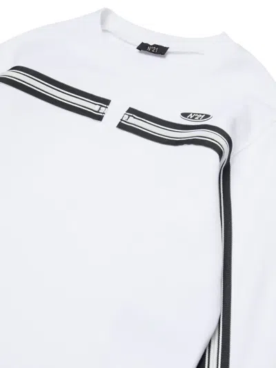 N°21 Long-sleeve Crew-neck Sweatshirt In White