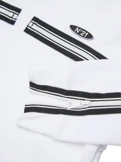 N°21 Long-sleeve Crew-neck Sweatshirt In White