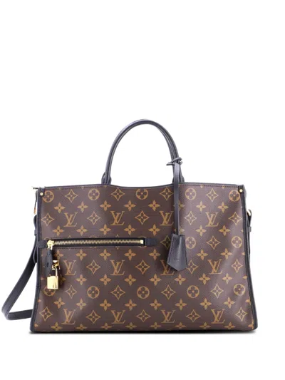 Pre-owned Louis Vuitton Popincourt Nm Handbag Monogram Canvas With Leather Mm Satchel In Black