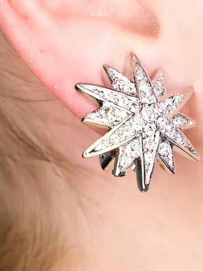 Kenneth Jay Lane Rhodium Star-shape Earrings In Metallic