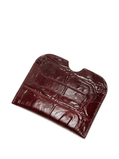 Acne Studios Logo-detail Embossed Card Holder In Burgundy
