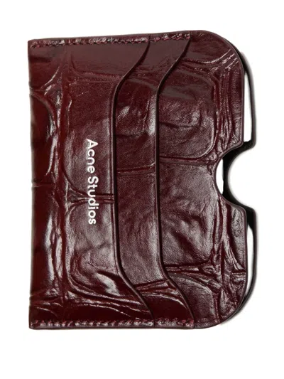 Acne Studios Logo-detail Embossed Card Holder In Burgundy