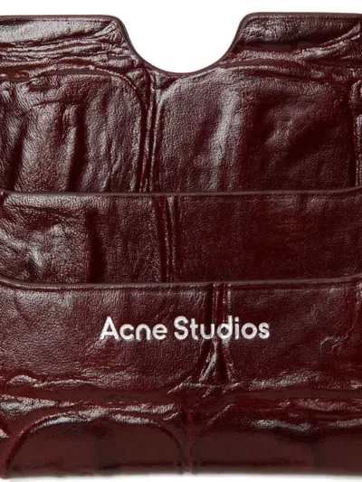 Acne Studios Logo-detail Embossed Card Holder In Burgundy