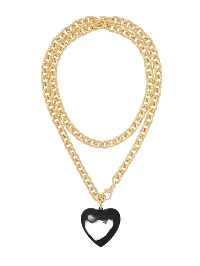 Roxanne Assoulin Big Puffy Heart Charm Necklace In Gold