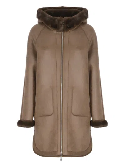Betta Corradi Faux-fur Hooded Coat In Brown