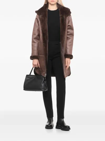 Betta Corradi Faux-fur Hooded Coat In Brown