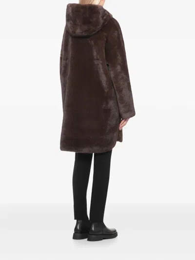 Betta Corradi Faux-fur Hooded Coat In Brown