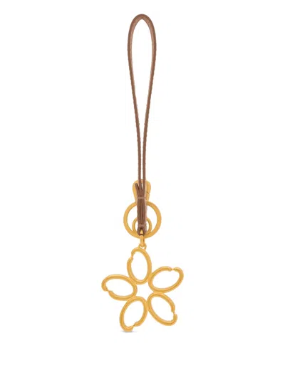 Oscar De La Renta O Flower Pendant Keyring In Gold