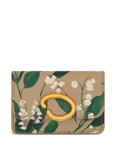Oscar De La Renta Lily Of The Valley-printed Card Holder In Brown
