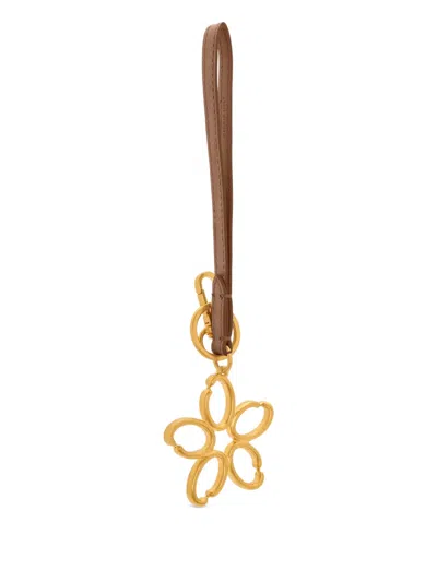 Oscar De La Renta O Flower Pendant Keyring In Gold