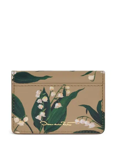 Oscar De La Renta Lily Of The Valley-printed Card Holder In Brown