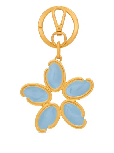 Oscar De La Renta O Flower Charm Keyring In Gold