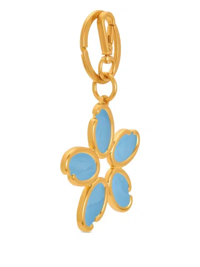 Oscar De La Renta O Flower Charm Keyring In Gold