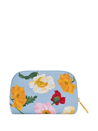 Oscar De La Renta Small Poppy-printed Makeup Bag In Red