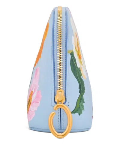 Oscar De La Renta Small Poppy-printed Makeup Bag In Red