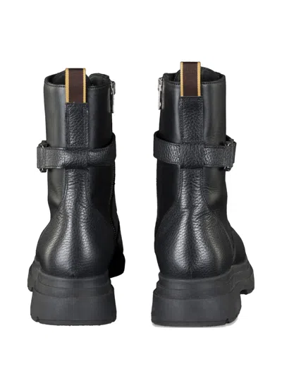 Moorer Lavinia Buckle Lace-up Boots In Black