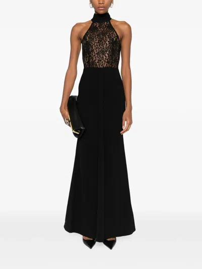 Rebecca Vallance Dixie Halterneck Gown In Black