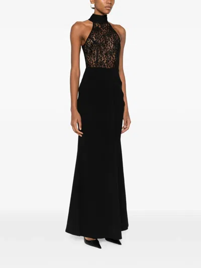 Rebecca Vallance Dixie Halterneck Gown In Black