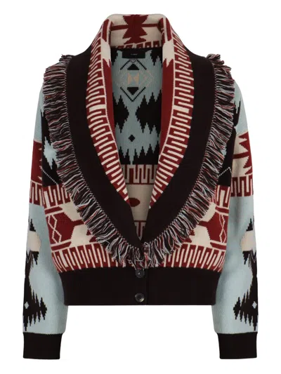 Alanui Icon Jacquard Fringed Cardigan In Multi