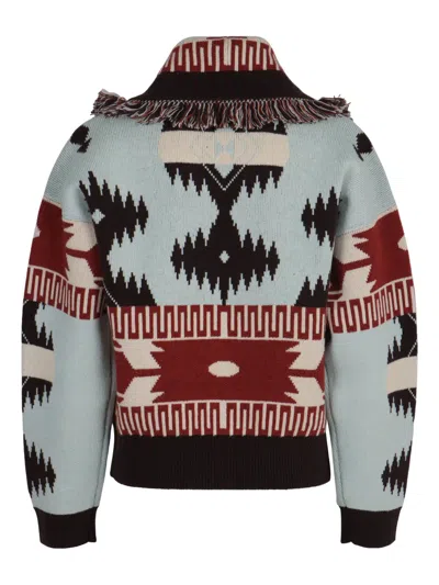 Alanui Icon Jacquard Fringed Cardigan In Multi
