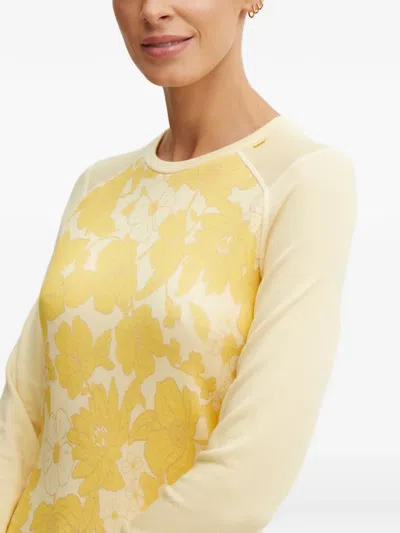 Helly Hansen Floral Crew-neck Base-layer Top In Yellow