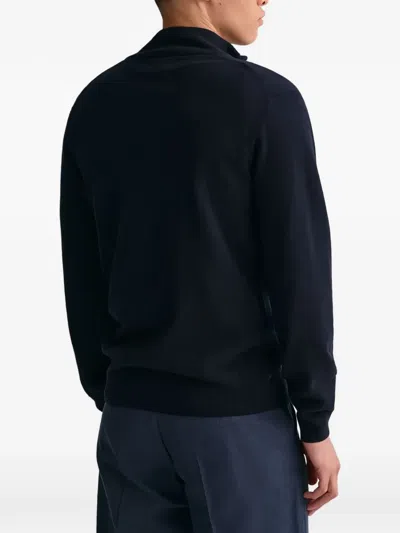 Gant Half Zip Lambswool Sweater In Blue