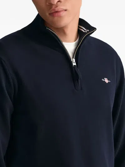 Gant Half Zip Lambswool Sweater In Blue
