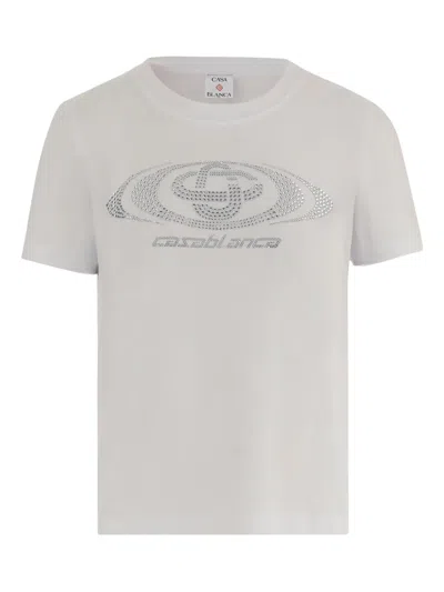 Casablanca Cotton Logo Detail T-shirt In White