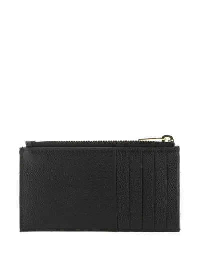 Saint Laurent Cassandre Zip Card Case In Black