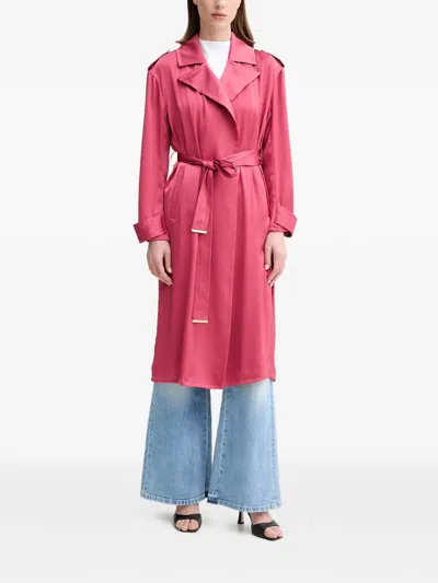 Marciano Belted Notched-lapels Trench In Red