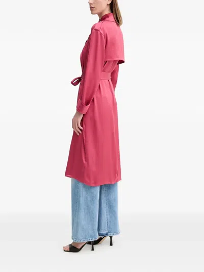 Marciano Belted Notched-lapels Trench In Red