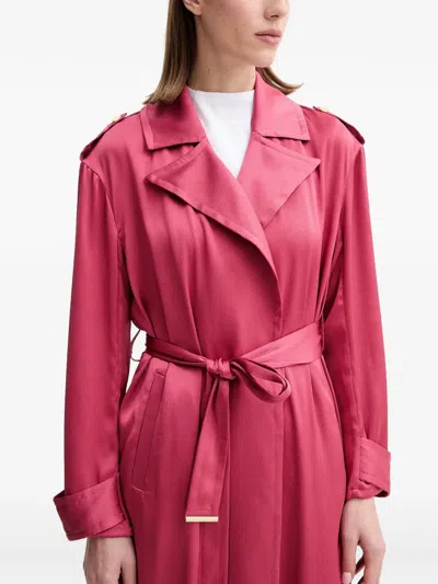 Marciano Belted Notched-lapels Trench In Red