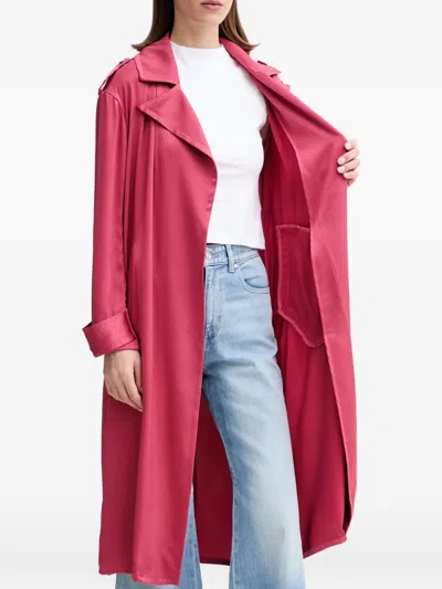 Marciano Belted Notched-lapels Trench In Red