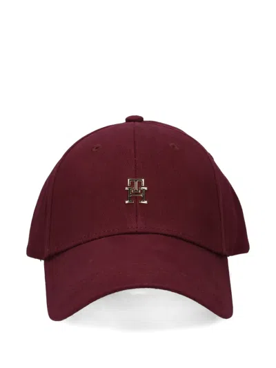 Tommy Hilfiger Logo Adjustable Baseball Cap In Burgundy