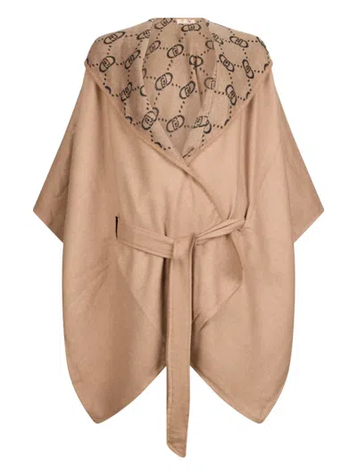 Liu •jo Hooded Poncho In Brown