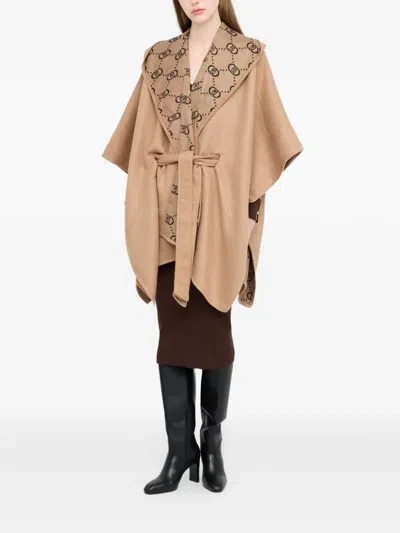 Liu •jo Hooded Poncho In Brown