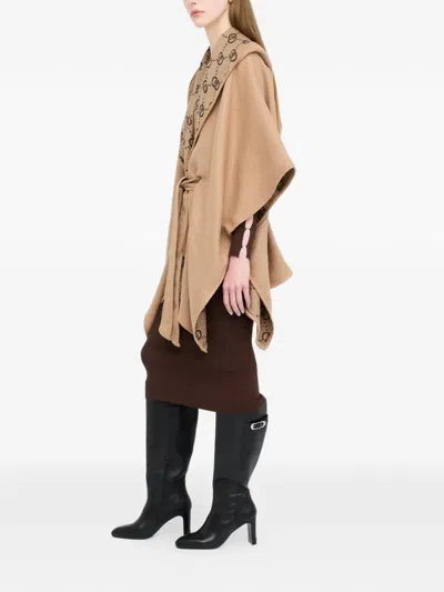 Liu •jo Hooded Poncho In Brown