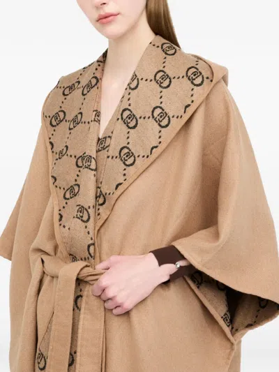 Liu •jo Hooded Poncho In Brown