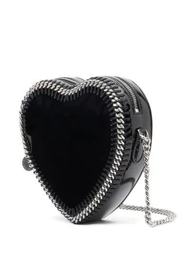 Stella Mccartney Falabella Heart Chain Cross Body Bag In Black