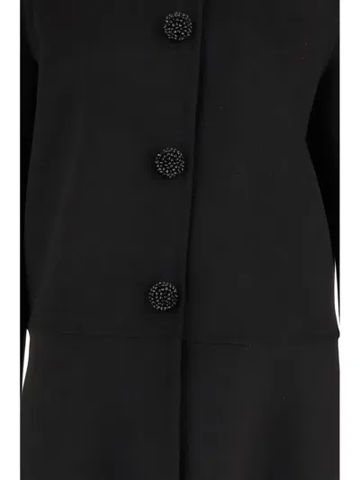Valentino Button Wool Coat In Black