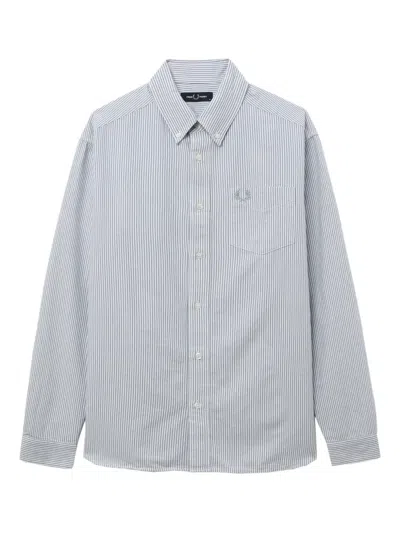 Fred Perry Logo-detail Striped Shirt In White