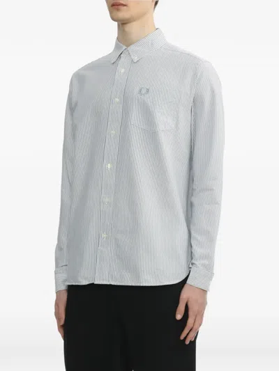 Fred Perry Logo-detail Striped Shirt In White