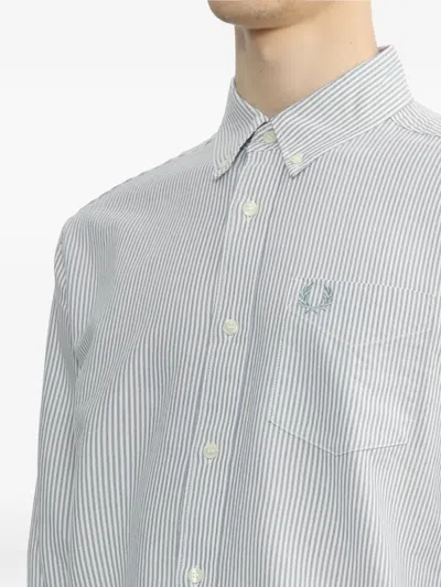 Fred Perry Logo-detail Striped Shirt In White