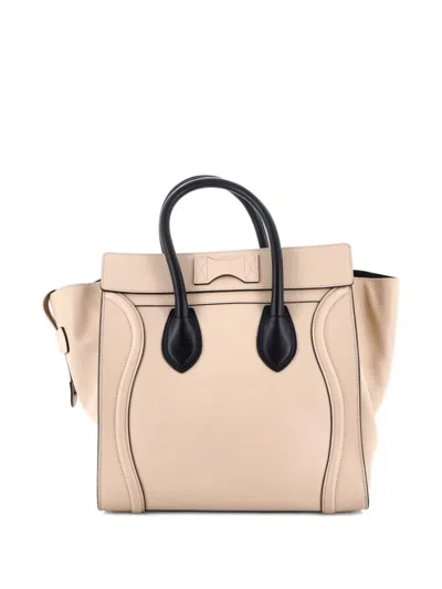 Pre-owned Celine Luggage Bag Smooth Leather Mini Tote Bag In Black